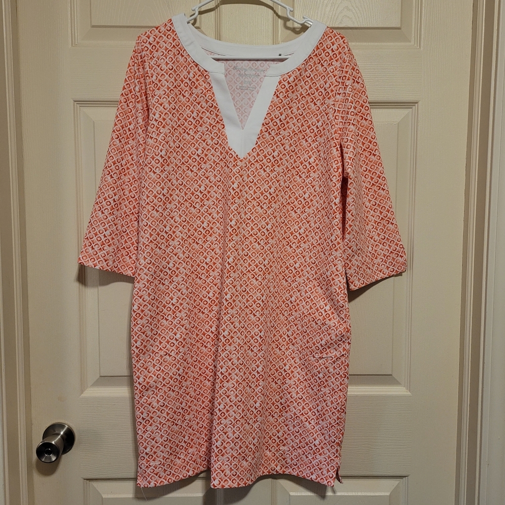 NWOT Tommy Bahama Island Zone Dress M Multicolor Geo Print Henley Neck